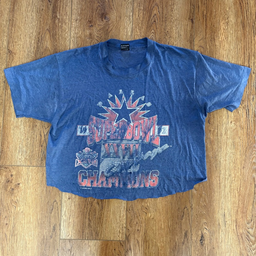 1993 Dallas Cowboys Super Bowl XXVII Champions Cropped TShirt XL Rugged USA Made